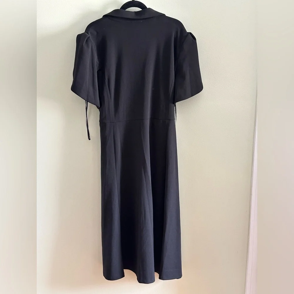 Calvin Klein Black Puff Sleeve Midi Dress - Picture 3 of 4